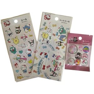 My Melody Kuromi Can Badge Blind Bag & Sanrio Characters Stickers Sheet Set